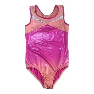 Kids Girls Gymnastics Pink Studded Leotard Size XL14/16) Sports Training Dance
